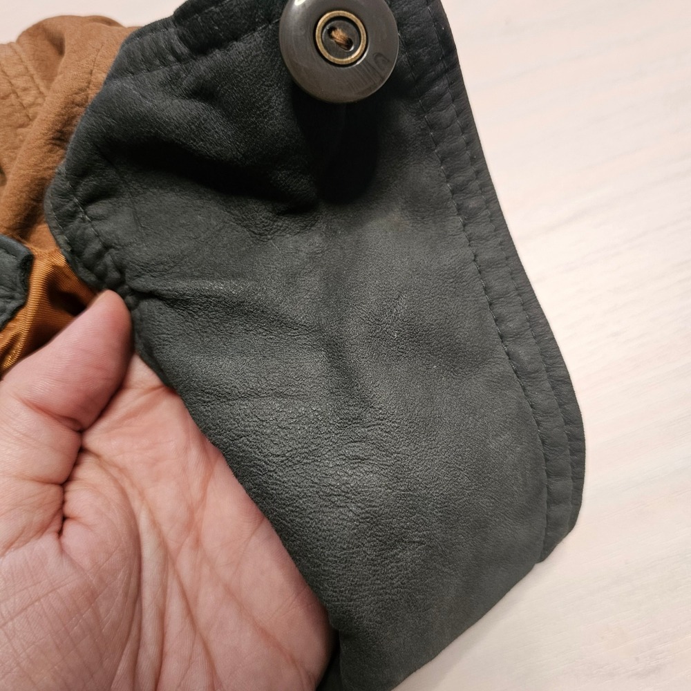 VTG Merit Awards Mens XL Suede Tan Leather Chore Jacket Flannel Lining Barn Coat - Picture 6 of 11